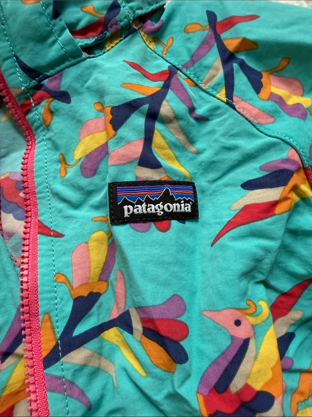 Patagonia Teal Floral Hooded Jacket - Picture 2 of 5